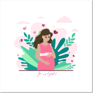 it's a girl! Pregnancy announcement illustration Posters and Art